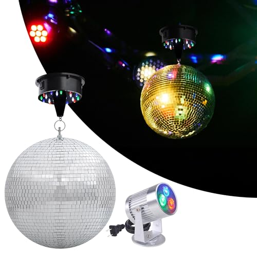 DELight 12" Large Mirror Ball with Rotating Motor & 3W RGB Spotlight Kit