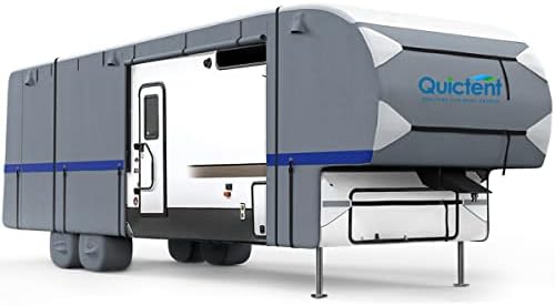 Quictent Upgraded 5th Wheel RV Cover, Extra-Thick 6-ply Camper Cover, Fits 33-37Ft Motorhome -Breathable Waterproof Quick-Drying Rip-Stop Anti-UV with 2 Windproof Straps, 4 Tire Covers
