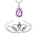 Prinzessin Kostüm Sofia Tiara und Magic Amulett Wassertropfen Anhänger Halskette Set für Mädchen Geburtstag/Weihnachten
