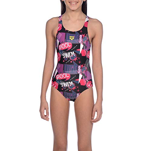 Arena G Jr Swim Pro One Piece L Bañador Deportivo Niña Dancing, Niñas, Black-Multi, 6-7