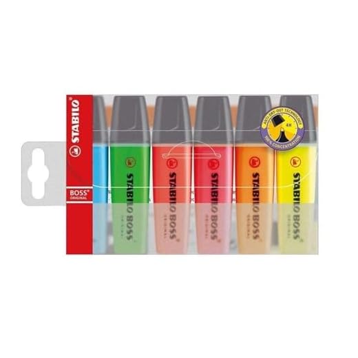 Evidenziatore - STABILO BOSS ORIGINAL - Astuccio da 6 - Colori assortiti