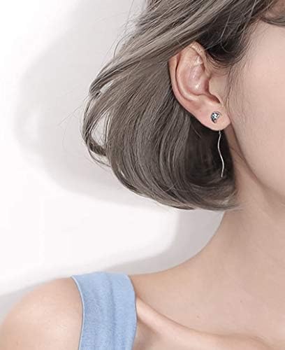 iszie jewellery sterling silver blue crystal moon and star threader earrings,dangle star pull through earrings