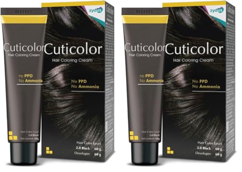 Image of Cuticolor Permanent Hair Color Cream|Dr prescribed|Suitable for Sensitive Skin|Eco Mechanism for Preserving Scalp Health|No Ammonia|No PPD|Enriched with Portulaca & Boseivela Extracts(Black,Pack of 2)