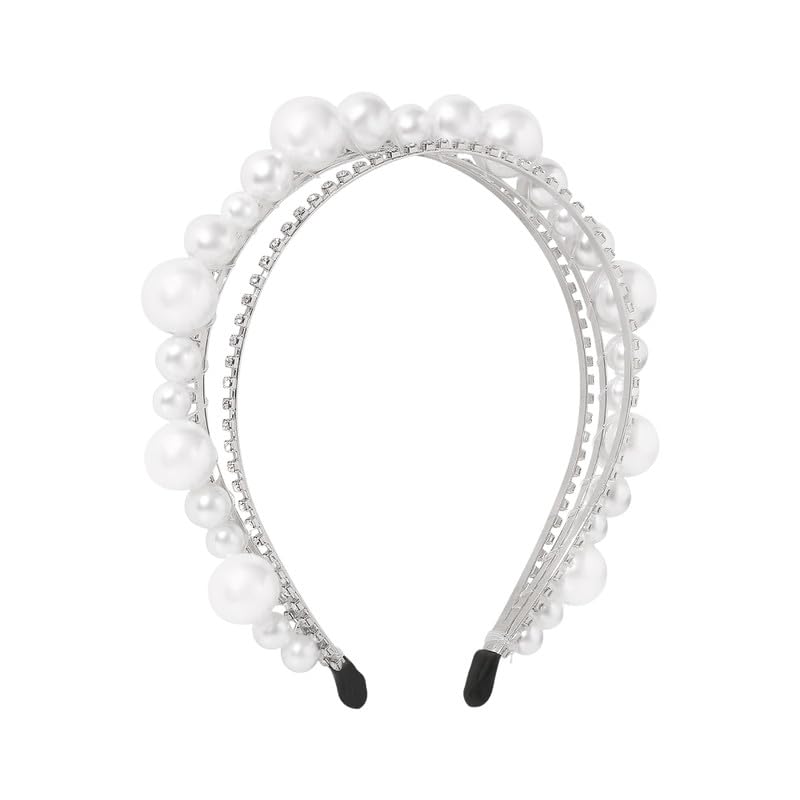 bifanxi BIFANXI® Womens Retro Geometry Pearl Headband | Niche Design Hairband | White-picture-22