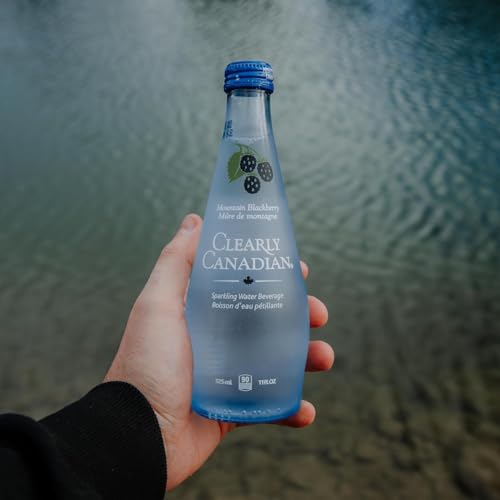 Image of Clearly Canadian Sparkling Flavored Water, 11 oz Glass Bottles - Variety of Refreshing Flavors, Premium Carbonated Beverage, Available in 12-Pack and 24-Pack Options (12 Pack, Mountain Blackberry)