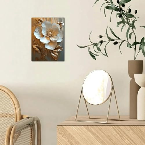 Toile imprimée fleurs blanches décoration salon pour ambiance zen