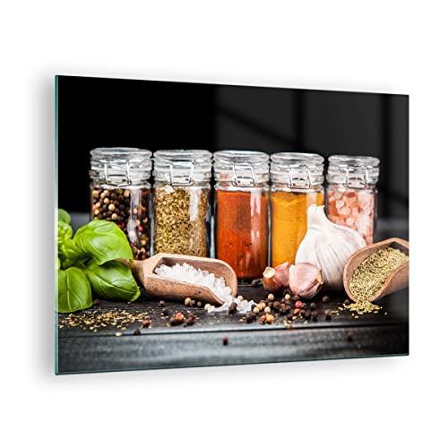 Impression sur Verre Épices et Ail, Décoration Murale Premium