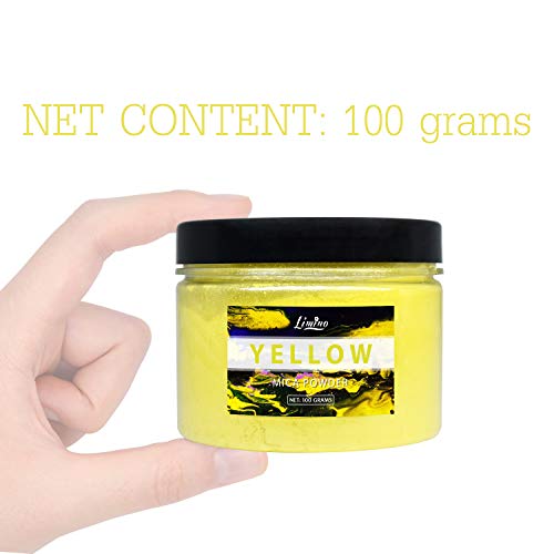 Mica Powder Pure - 3.5Oz Pearl Epoxy Resin Color Pigment - Cosmetic Grade Slime Coloring Pigment - Natural Soap Dye For Soap Making Supplies Kit, Bath Bomb Colorant, Paint, Nail Art (Yellow) #TOP5