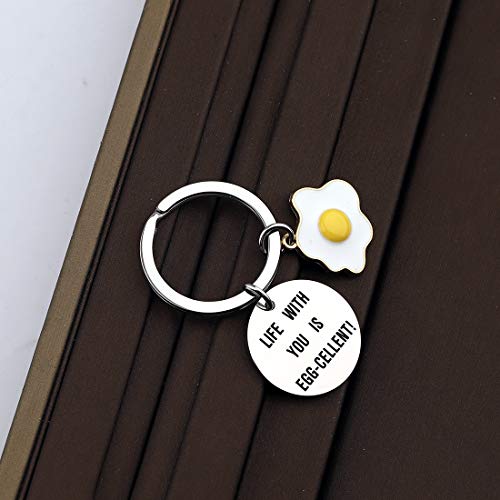 CHOORO Life With You Is Eggcellent Egg Pun Gifts Egg Charm Keyring Funny Birthday Gift Friendship Gift4
