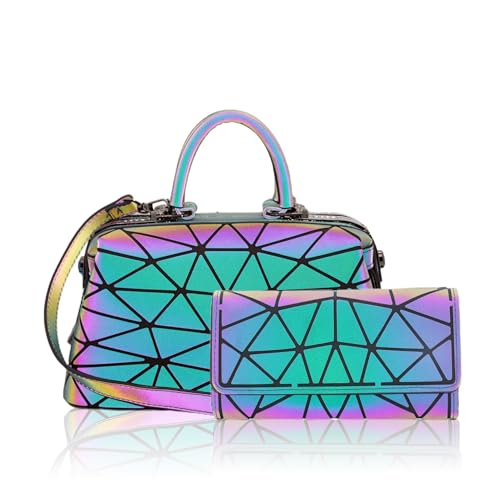 Sac à main géométrique pour femmes et pochette lumineuse avec bandoulière SET-G