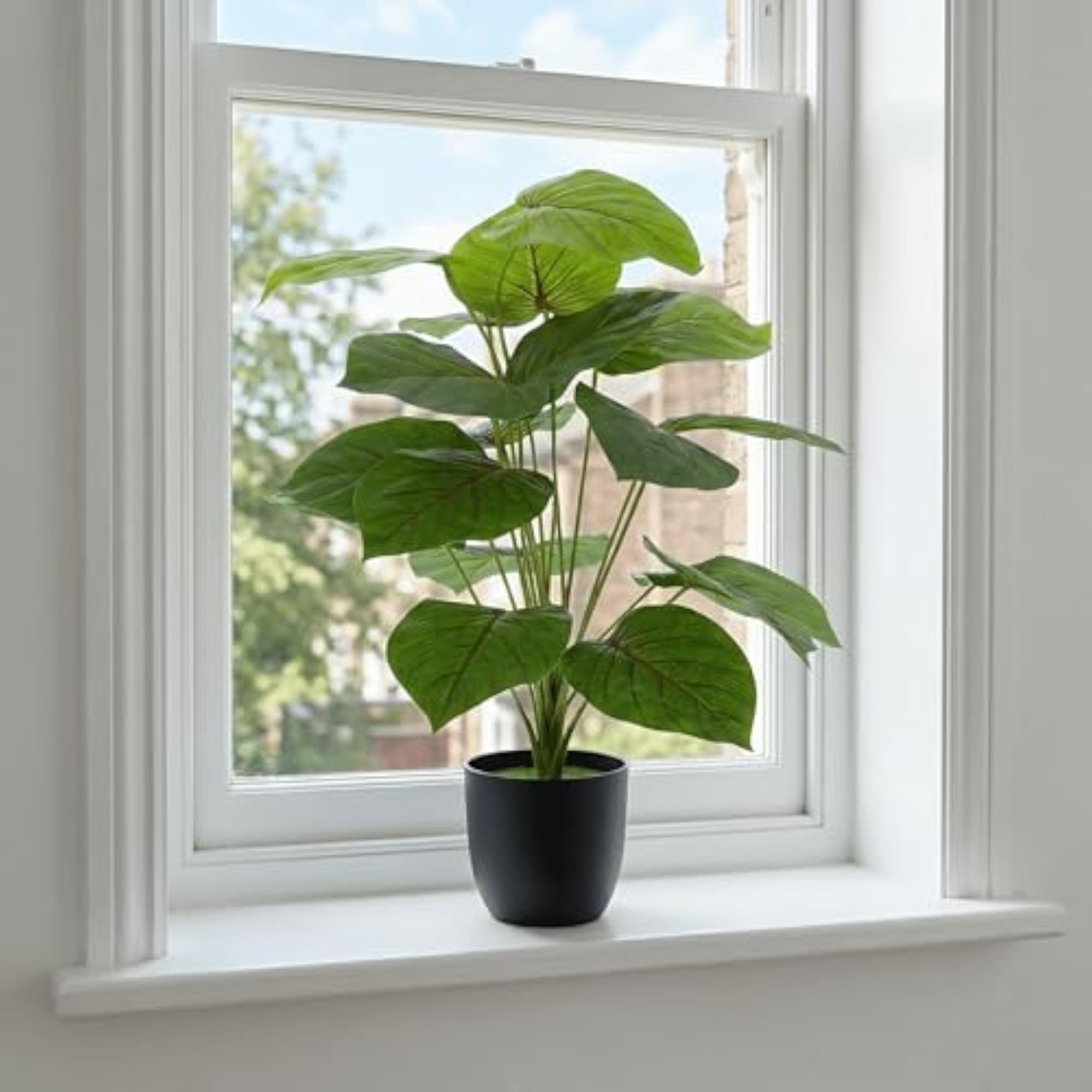 Plastic Artificial Palm Plants Leaves, Faux Monstera Decorations