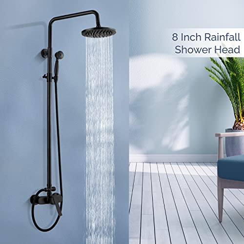 Airuida Exposed Pipe Shower System 8 Inch Rain Shower Single hand