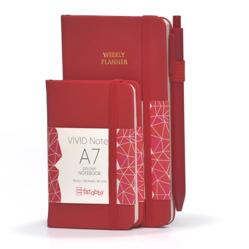 Image of Kitabby VIVID A6 Weekly Planner & A7 Notebook Combo - Red