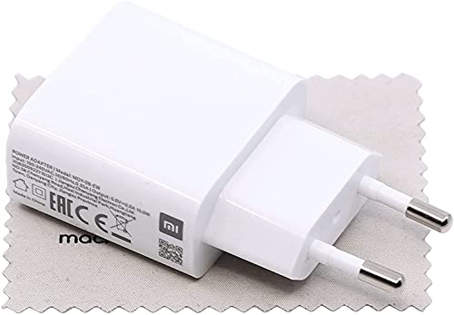Cargador original Xiaomi MDY-09-EW 10W para Xiaomi Mi 2, 2s, 3, 4, A1, A2 Lite, Redmi 2, 3, 4, 4A, 4X, 5, 6, 6A, 7, 7A, 9A, 10A, Redmi Note 3, 4, 5, 6, Y1 (sin cable) con paño de limpieza de pantalla