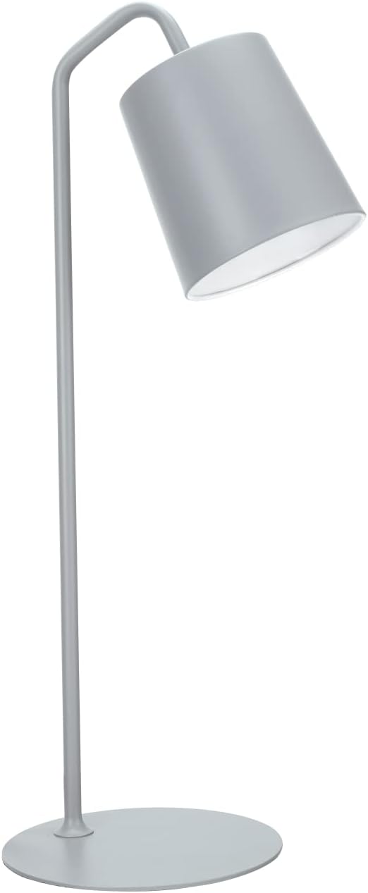 Aspen Creative 40100-3A, 23" High Modern Desk Milky Grey Finish with Metal Lamp Shade, 7 1/2" Wide 7 1/2"
