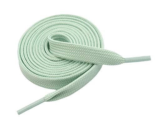 VSUDO 47 Inches Mint Green Fine Weave Flat Shoe Lace for Sneaker, 5 16” Width Flat Sneaker Shoestring, Flat Sneaker Shoelace, Flat Shoe String for Running Athletic Shoes [1 Pair-Mint Green-120CM]
