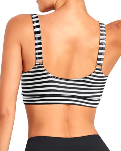 Image of Tempt Me Women Sports Bra Swim Crop Tops Only | Scoop neck, Bathing suits top, Removable cups, Adjustable straps