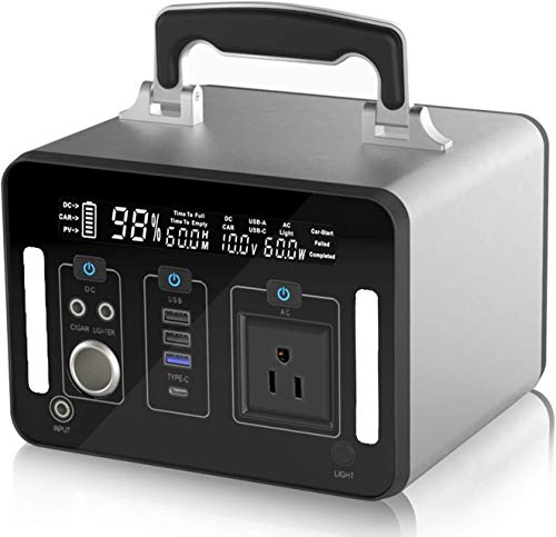 Portable Power Station 500WH, AUTOGEN Solar Generator Backup Lithium Battery with 500W Pure Sine Wave AC Outlet, Type C Quick Charge 3.0 USB Ports, for Outdoors Camping Emergency CPAP