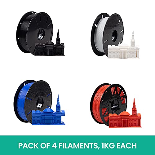 Image of Tesseract Premium PLA + 1.75mm 3D Printing Filament | Dimensional Accuracy + /- 0.03mm | Compatible with Most FDM Printers | 1 KG 3D Printer Filament - PLA Black, White, Red, Blue (Quantity 1 kg Each)