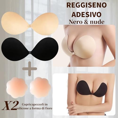 Dresmannst Reggiseno Push Up Senza Spalline Per Schiena Scoperta Invisibile Reggiseni Con 4 Copri Capezzoli Adesivi Coppe Adesive Seno Sticky Women Bra, Facile Da Pulire, Riutilizzabile-D - 3