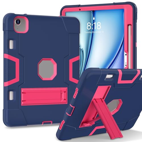 Coque iPad Air 11 M4 silicone antichoc avec porte-crayon bleu marine