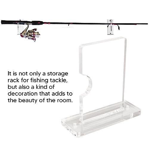 DAUZ Suporte de parede de vara de pesca de acrílico, suporte de vara de pesca de parede horizontal r