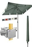4smile Sonnenschirm Balkon 3-in-1 SET, Grün – Balkonschirm rechteckig mit UV50+-Schutz, 200 x 125 cm, inkl. Schirmhalter und Schirmhülle – passend für Balkon und Terrasse