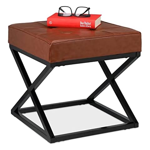 Relaxdays Sitzhocker, gepolstert, Kunstleder Cover