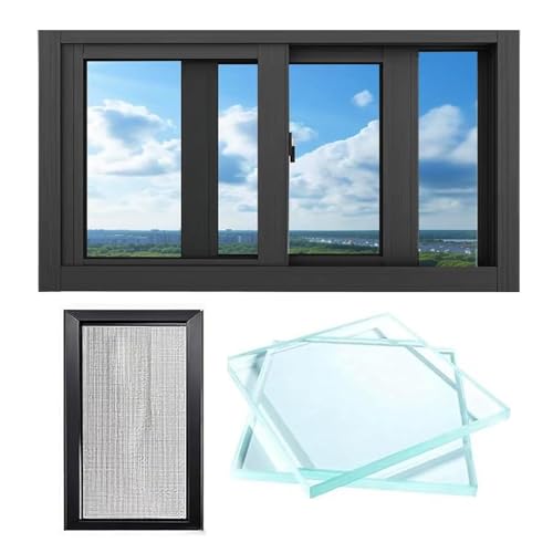Ventana de sótano de aluminio con vidrio templado resistente y perfil negro de alta calidad 2