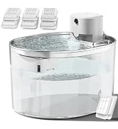 Cat Water Fountain Stainless Steel, Wireless & Battery Operated 74oz/2.2L Automatic Pet Water Fou...