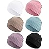Coume 6 Pcs Women Turban Hats Cancer Headwear Cancer Sleep Cap Lightweight Stretchy Turban Head Wrap Headwear, 6 Color