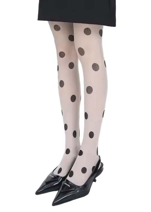Struts Adult Womens Cruella Style White Spotty Tights