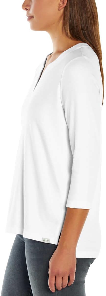 Orvis Ladies' 3/4 Sleeve Pima Cotton Tee/Top with Side Slits, Black - Image 2