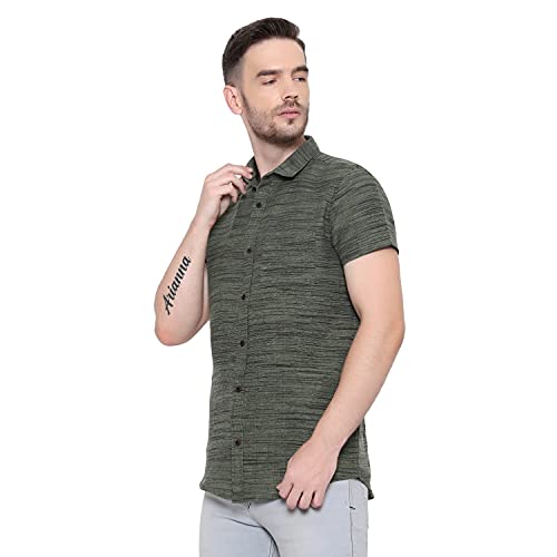 Image of LATEST CHIKAN Men's Cotton Blend Textured Half Sleeves Shirt