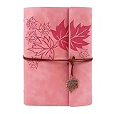 Tagebuch, Notizbuch für Damen und Herren, rosa Leder, klassisches Spiralbindung, Notizbuch mit...