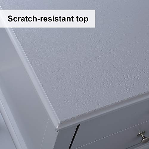 Conifferism Grey Nightstand With 2 Drawers Tall 28", Wood Modern End Table Storage Shelf For Living Room, Large Bed Side Table For Bedrooms #TOP3