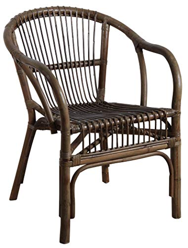 AUBRY GASPARD - Fauteuil en Rotin Gris Bandung - Dimensions 56 x 63 x 79 cm - Hauteur d'Assise 44,5 cm - Élégance Discrète et Confort Optimal - Parfait pour...