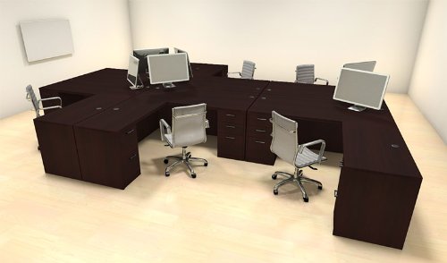 Six Persons Modern Executive Office Workstation Desk Set CH-AMB-F27