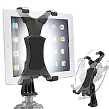 Yoassi 360Degrees Rotatable Heavy Duty iPad Tripod Mount, Universal Clamping Tablet Holder Break-Resistant Anti-Wobble, iPad Tripod Holder Adapter Fits iPad Pro 9.7 10.5 11 12.9 iPad 12345678 Mini Air