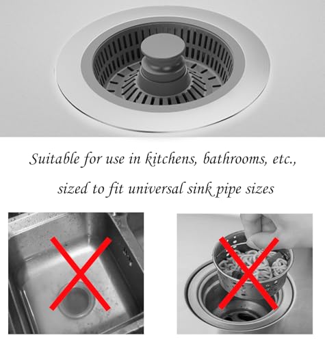 Spülenstopfen, Universal-Ablaufsieb, Spüle, Wasserhahnstopfen, Bodenablaufsieb, aus Edelstahl, geeignet für Spülen mit Öffnungen 72-86mm, Tiefe > 22mm
