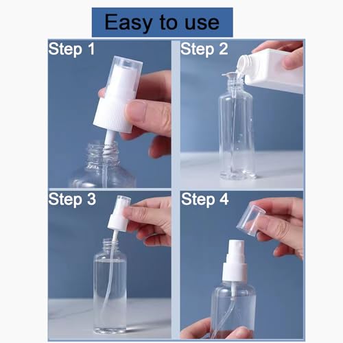 Lxtness 4 x 100ml Sprühflasche Klein,Zerstäuber Sprayflasche leer,Tragbares Reiseflaschen Set mit Trichter,Tragbares Transparente Sprayflasche für Körperpflege Flüssigkeit Kosmetik