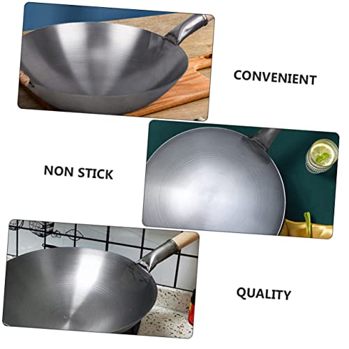Sartén Wok de acero con mango de madera PRETYZOOM miniatura 7