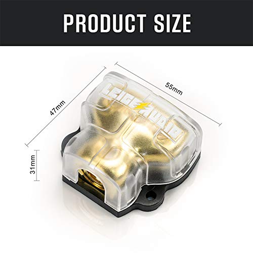 Leigesaudio 0/2/4 Gauge In 4/8/10 Gauge Out Copper Amp Power Distribution Block For Car Audio Splitter (3 Way) #TOP5