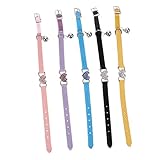ORFOFE 5 Piezas Collar para Perro con Campana y Cristales Brillantes Ajustable y Cómodo para Mascotas Pequeñas Colores Surtidos para Fiestas y Diario
