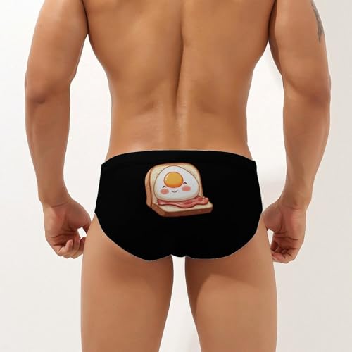 Sofa and Breakfast Printed Swim Briefs for Men Sexy Bikini Swimwear Elastic Beach Trunks Bathing Suit3