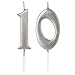 Silver 10th Birthday Candles for Cake, Number 10 1 Glitter Candle Party Anniversary Cakes Decoration for Kids Women or Men