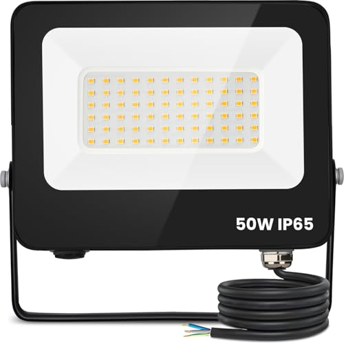 Aigostar- Faretto led 50W da Esterno bianco naturale,super illuminoso da 4500 lumen e 4000k. Impermeabile IP65 per cortile, giardino, garage, tetto.