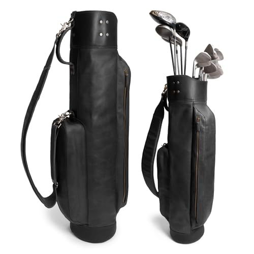 Leather Golf Bag with Divider & Shoulder Strap