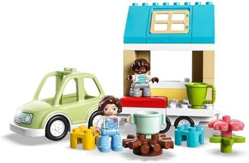 LEGO DUPLO Kasabası Tekerlekli Aile Evi 10986 – 2 Yaş ve Üzeri Çocuklar için Hediye Fikri, Tekerlekli Oyuncak Ev, Araba, Kamp Ateşi, Fincan ve 2 Figür İçeren Yaratıcı Oyuncak Yapım Seti (31 Parça) - Görsel 5