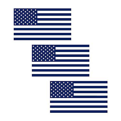 Image of American US Flag [Pick Color /Size] Vinyl Decal Sticker for Laptop /Car /Truck /Window /Bumper (5in x 2.8in [3-Pack], Matte Navy Blue)